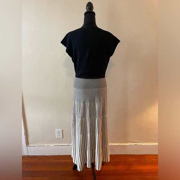 Wendy Williams Black/Cream Striped Combo Dress, V neck, size med, like new - Picture 6 of 8
